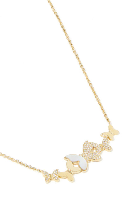 Butterfly Cluster Pendant Necklace, 14k Yellow Gold & Diamonds
